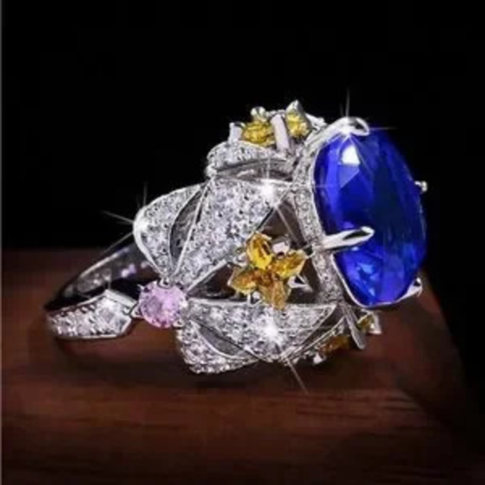 Big Blue Gemstone Ring size 7